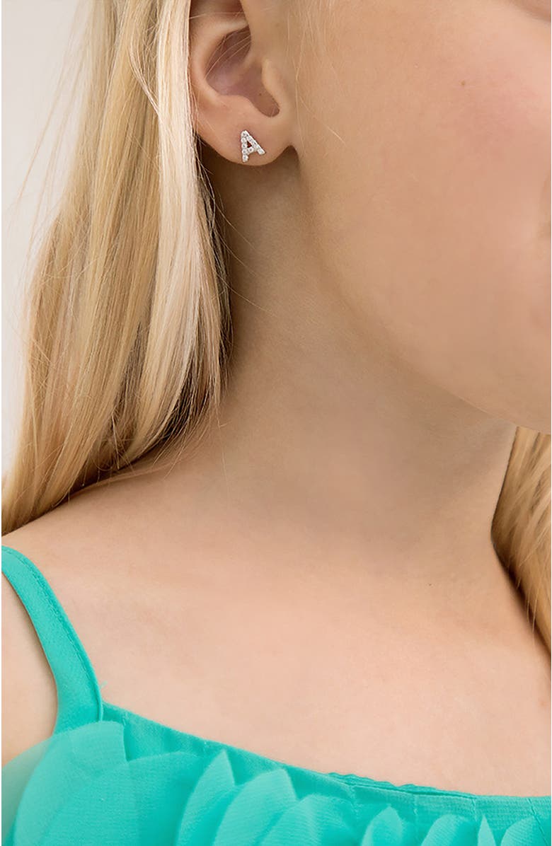 In Season Jewelry Cubic Zirconia Letter Initial Earrings, Alternate, color, Letter F