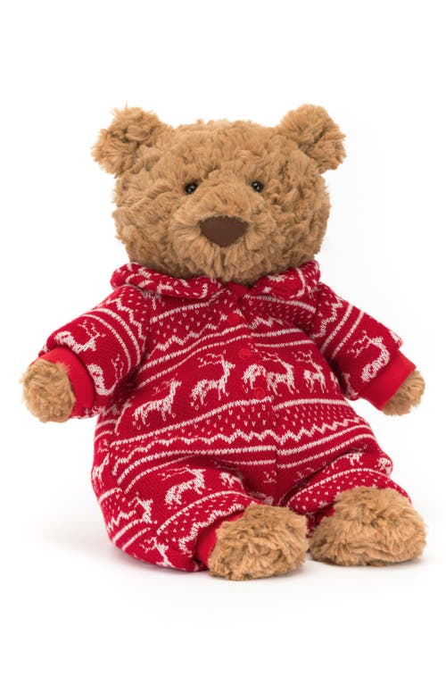 Jellycat Bartholomew Bear Winter Pajama Stuffed Animal in Brown Multi 