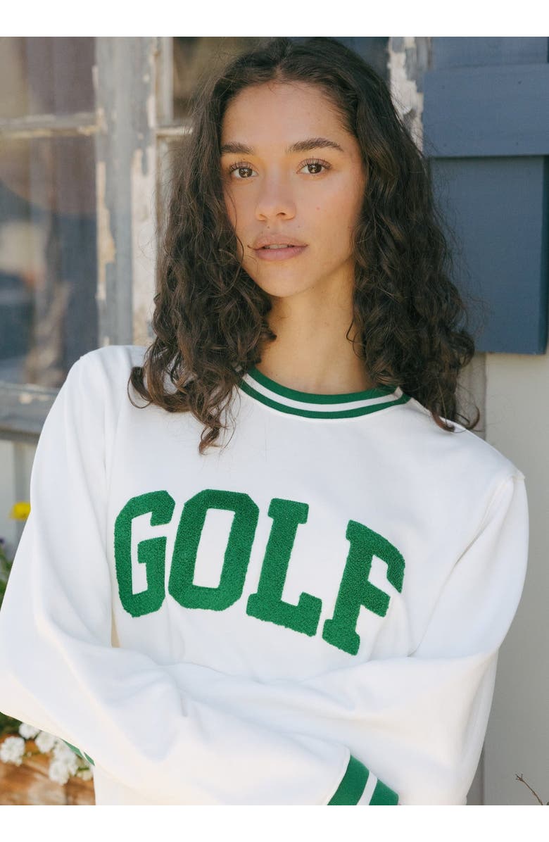 Ellsworth + Ivey Elle Women's Sweatshirt - Collegiate Golf, Alternate, color, Ivory / Green