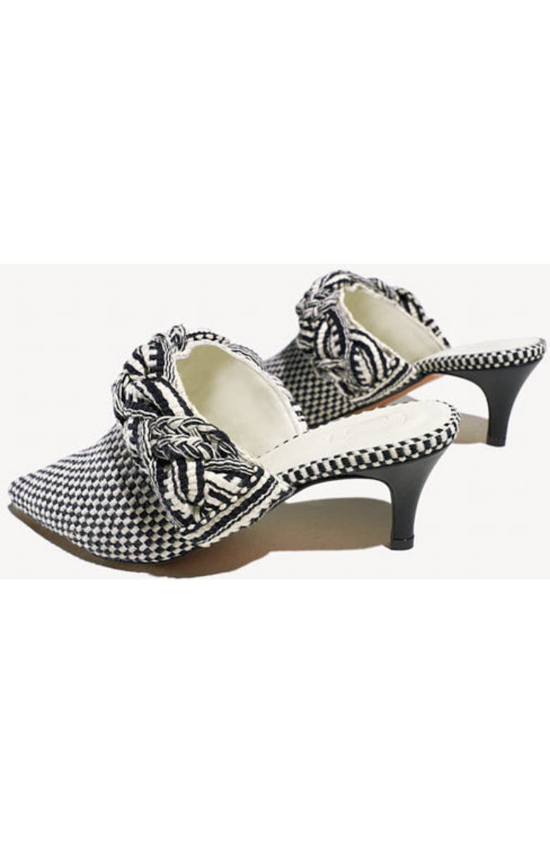 Amambaih Blanca Motif Fabric Mules, Alternate, color, Ivory Black