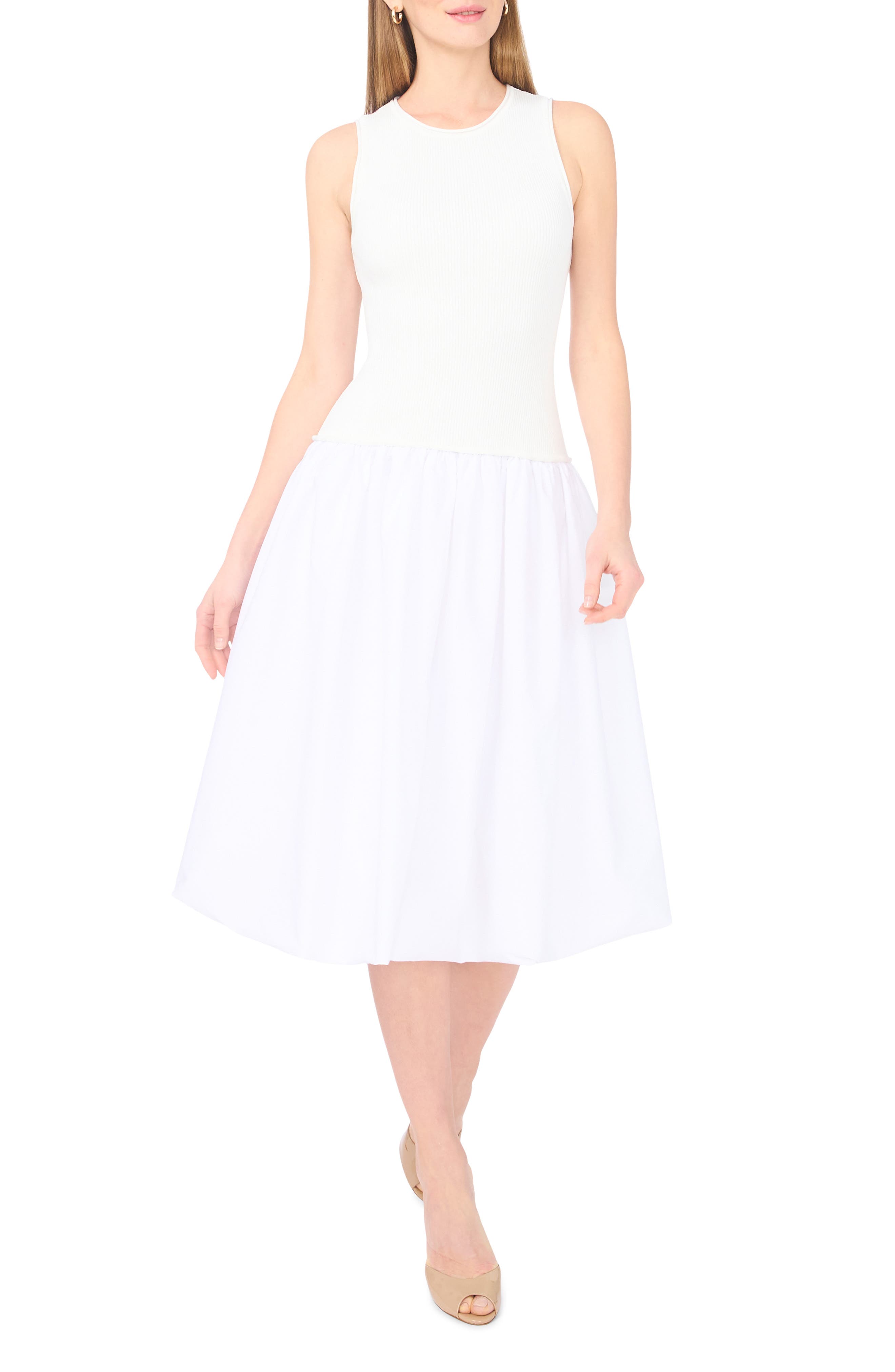 1.STATE Mixed Media Tank Midi Dress