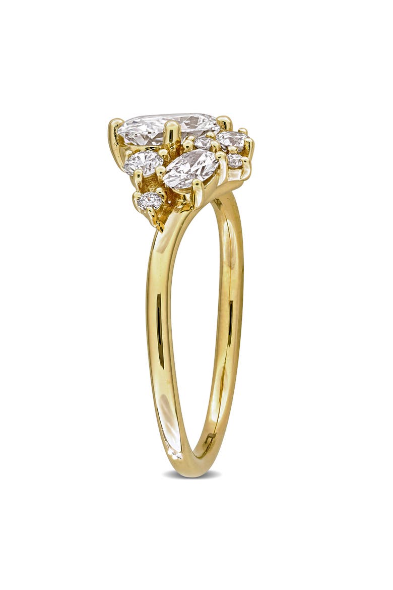 1-1/3 CTW Lab-Grown Diamond Cluster Ring 14k, Alternate, color, Yellow Gold