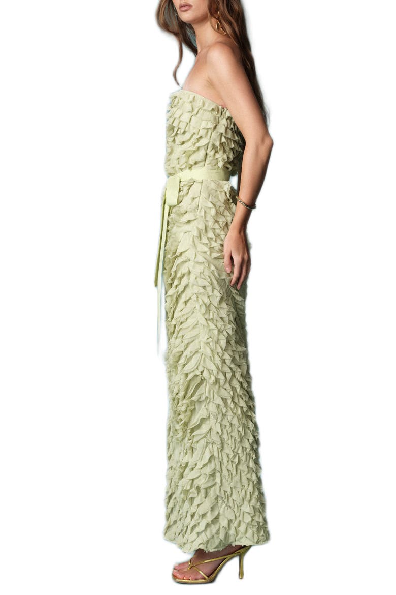 Strapless Ruffled Maxi Dress, Alternate, color, PISTACHIO