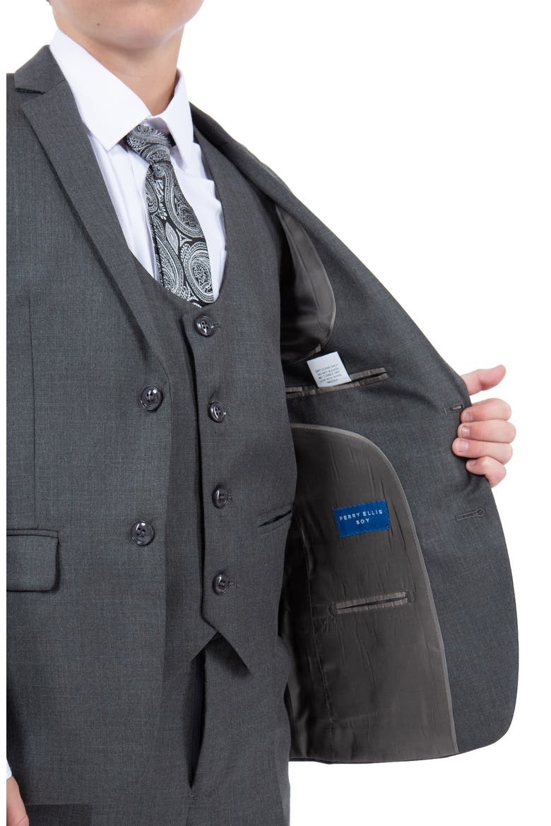 Kids' Grey Five-Piece Sharkskin Suit, Alternate, color, PLATINUM GREY