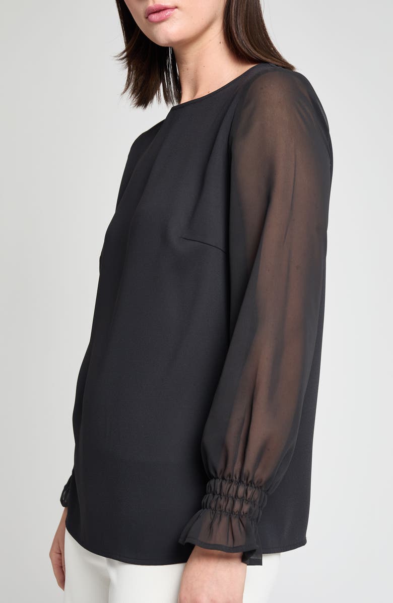 Ming Wang Crêpe de Chine Poet Top, Alternate, color, 