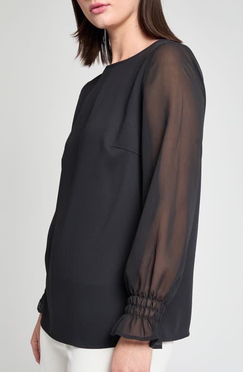 Ming Wang Crêpe De Chine Poet Top In Black