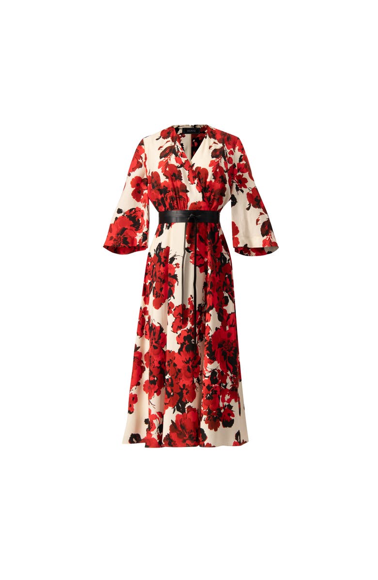 IVONNE Floral Maxi Wrap Dress with Belt, Alternate, color, Ivory-Red