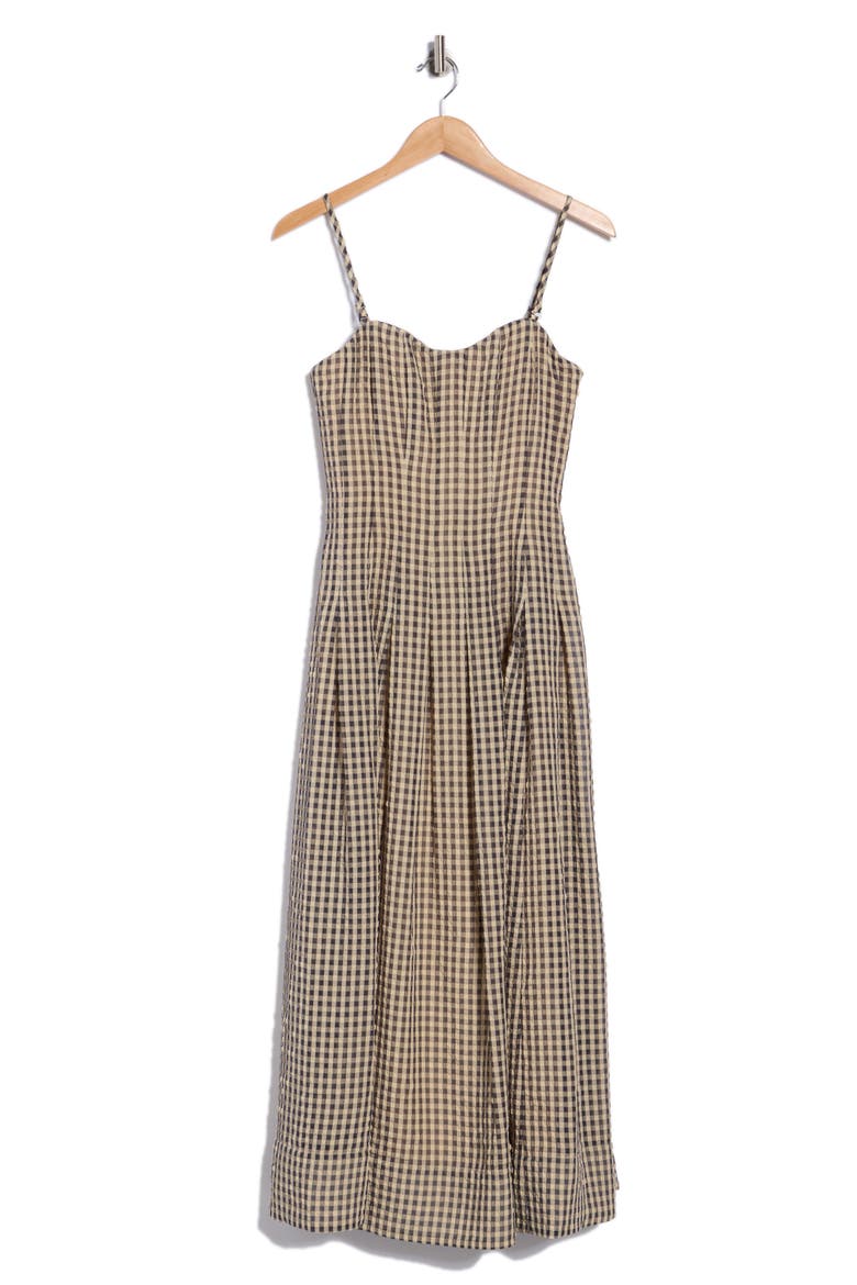 Aster Gingham Fit & Flare Dress, Main, color, BLUE COMBO
