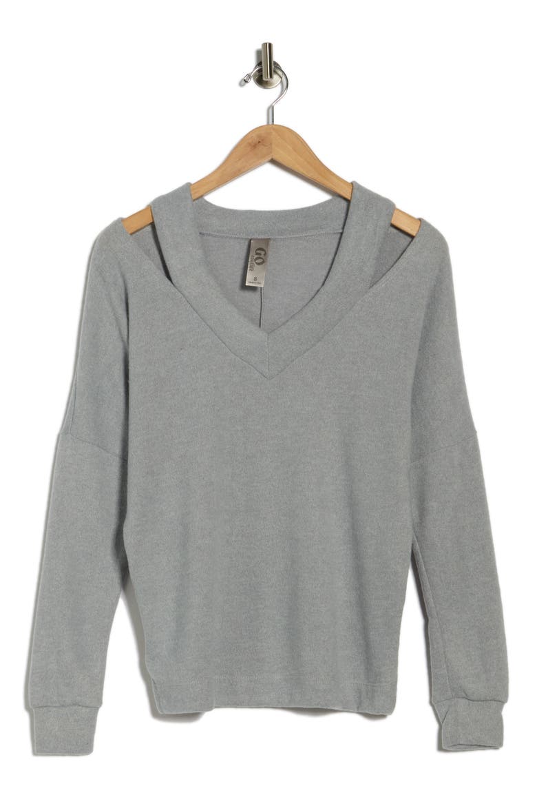 V-Neck Cold Shoulder Sweater, Alternate, color, MOONSTRUCK