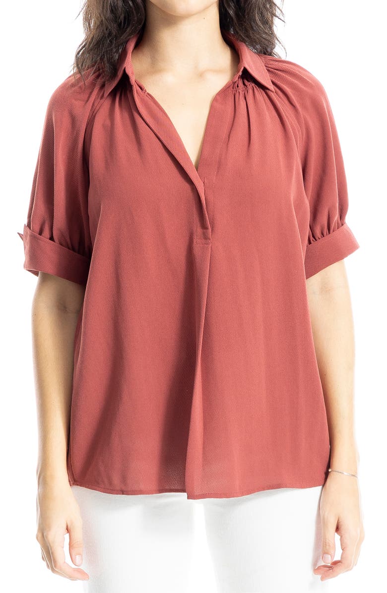 MAX STUDIO Textured Puff Sleeve Blouse, Main, color, Marsala