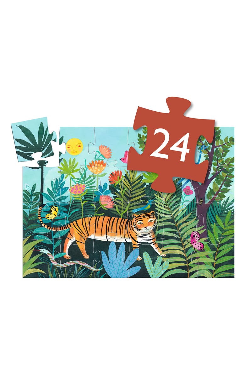 Djeco Silhouette The Tiger's Walk Puzzle, Alternate, color, Orange