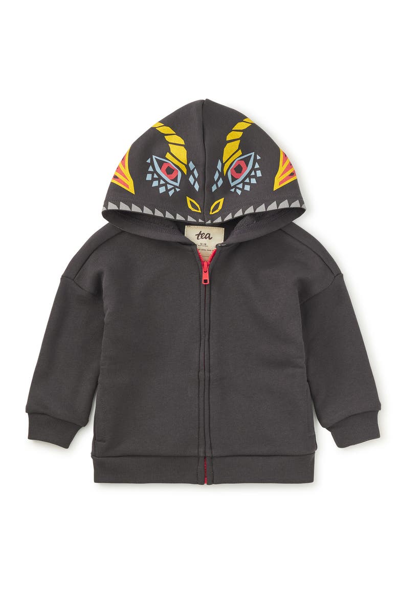 Tea Collection Dragon Hood Easy Fit Hoodie, Alternate, color, Pepper