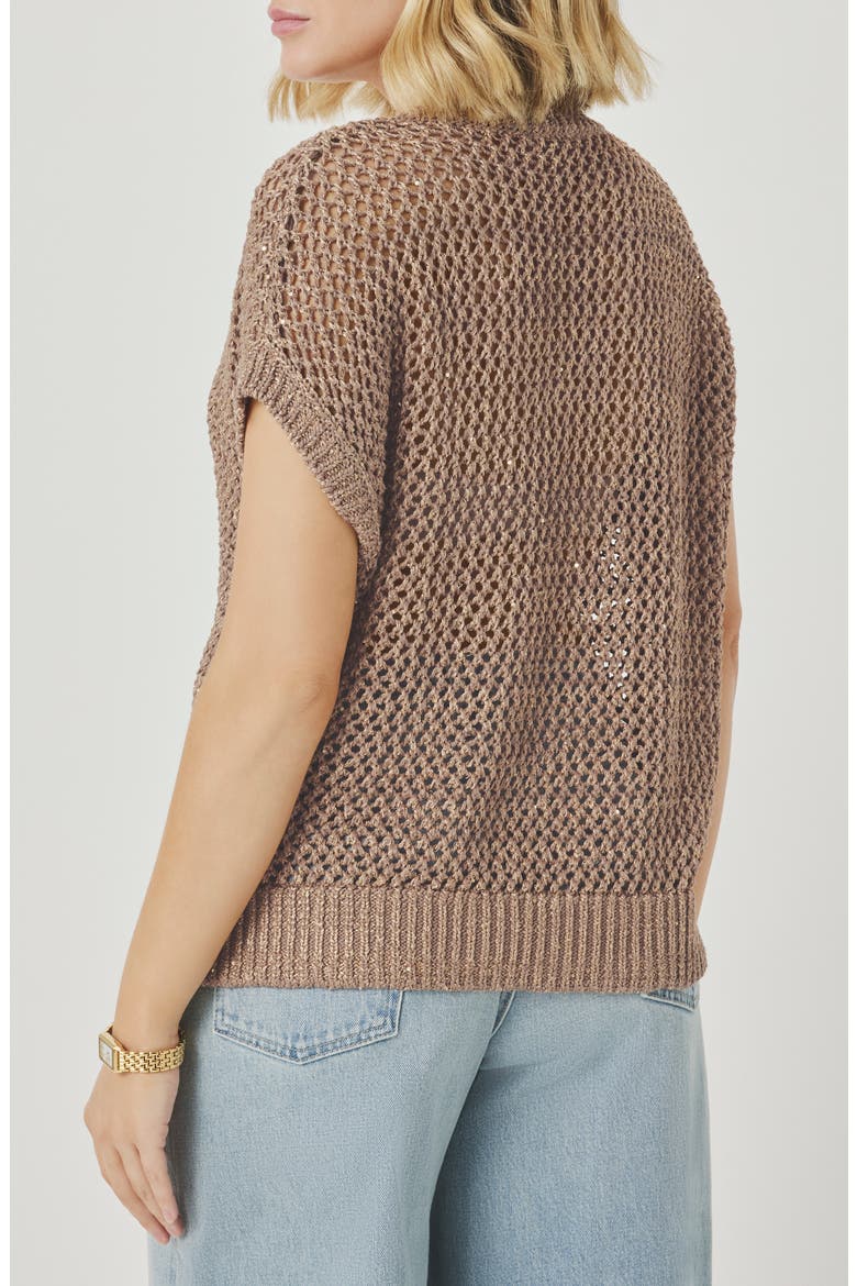 Nia Sequin Open Stitch Sweater, Alternate, color, WICKER BEIGE