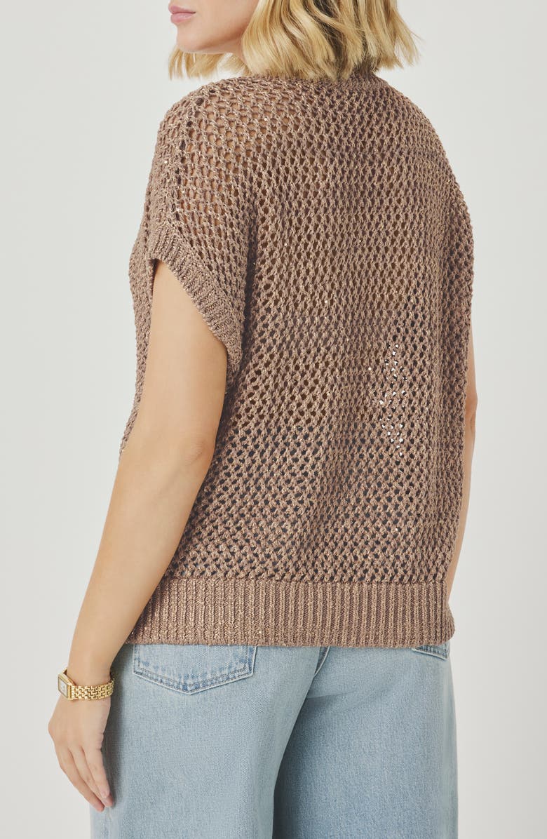 Splendid Nia Sequin Open Stitch Sweater, Alternate, color, Wicker Beige
