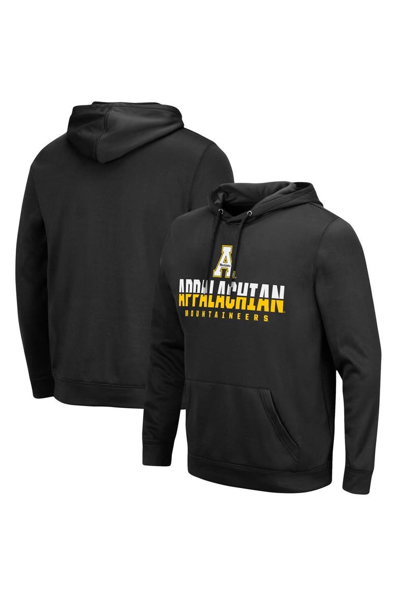 Men's Colosseum Black Appalachian State Mountaineers Lantern Pullover Hoodie, Main, color, Black