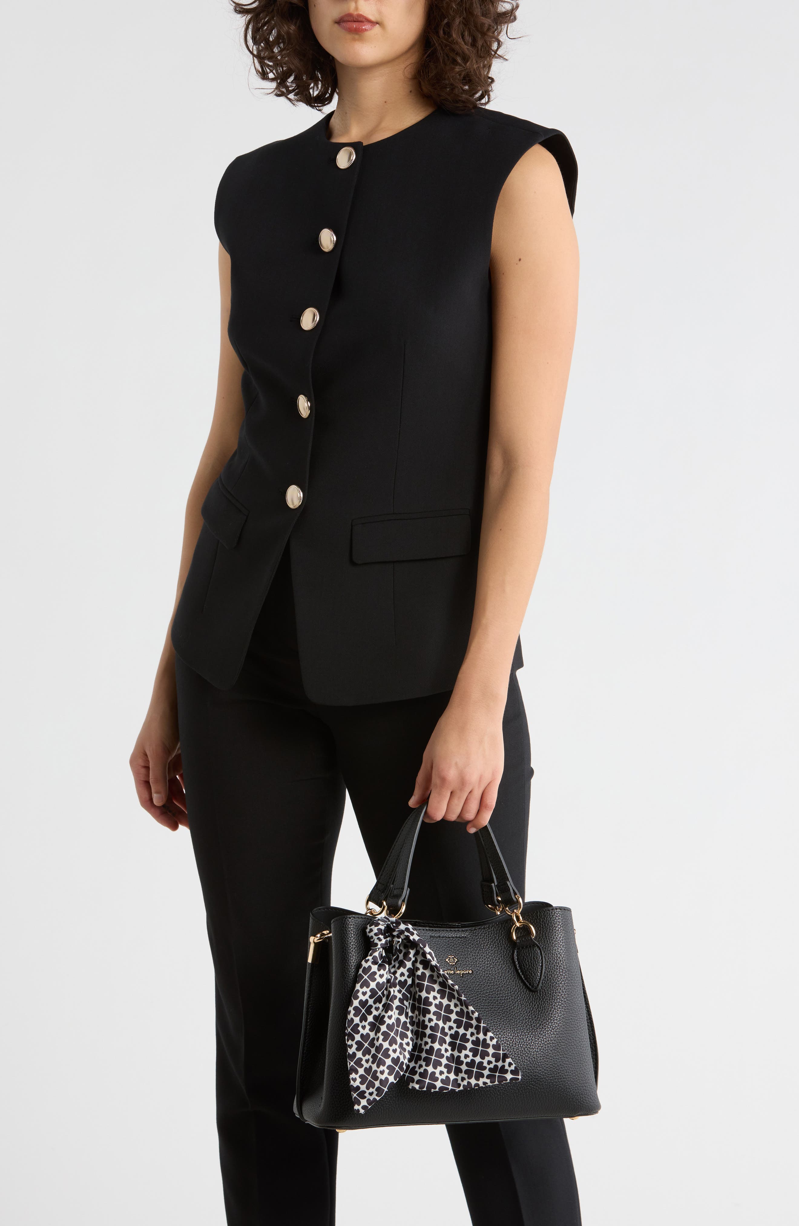 Nanette Lepore Bellamy Triple Compartment Satchel, Alternate, color, Black - Heart Geo Black