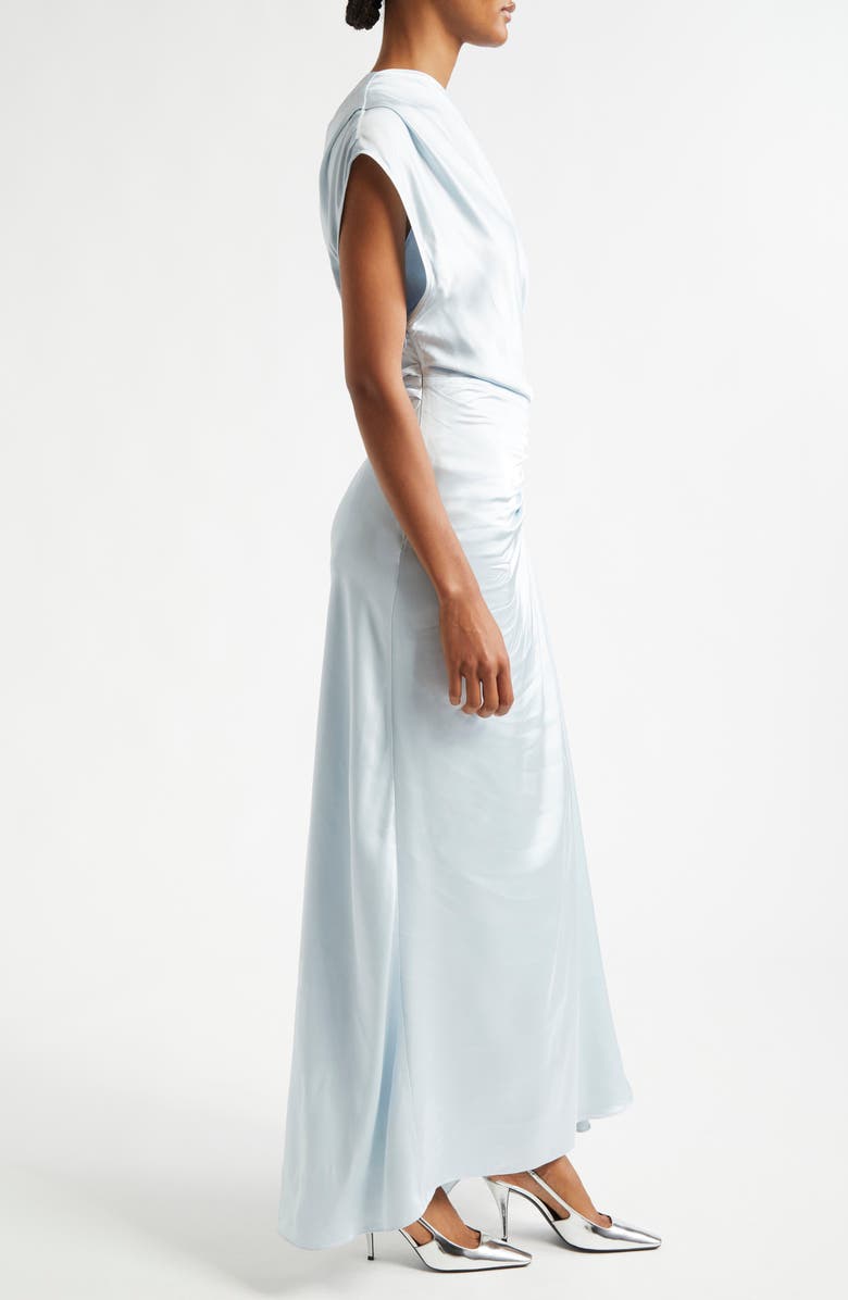 Penny Ruched One-Shoulder Satin Gown