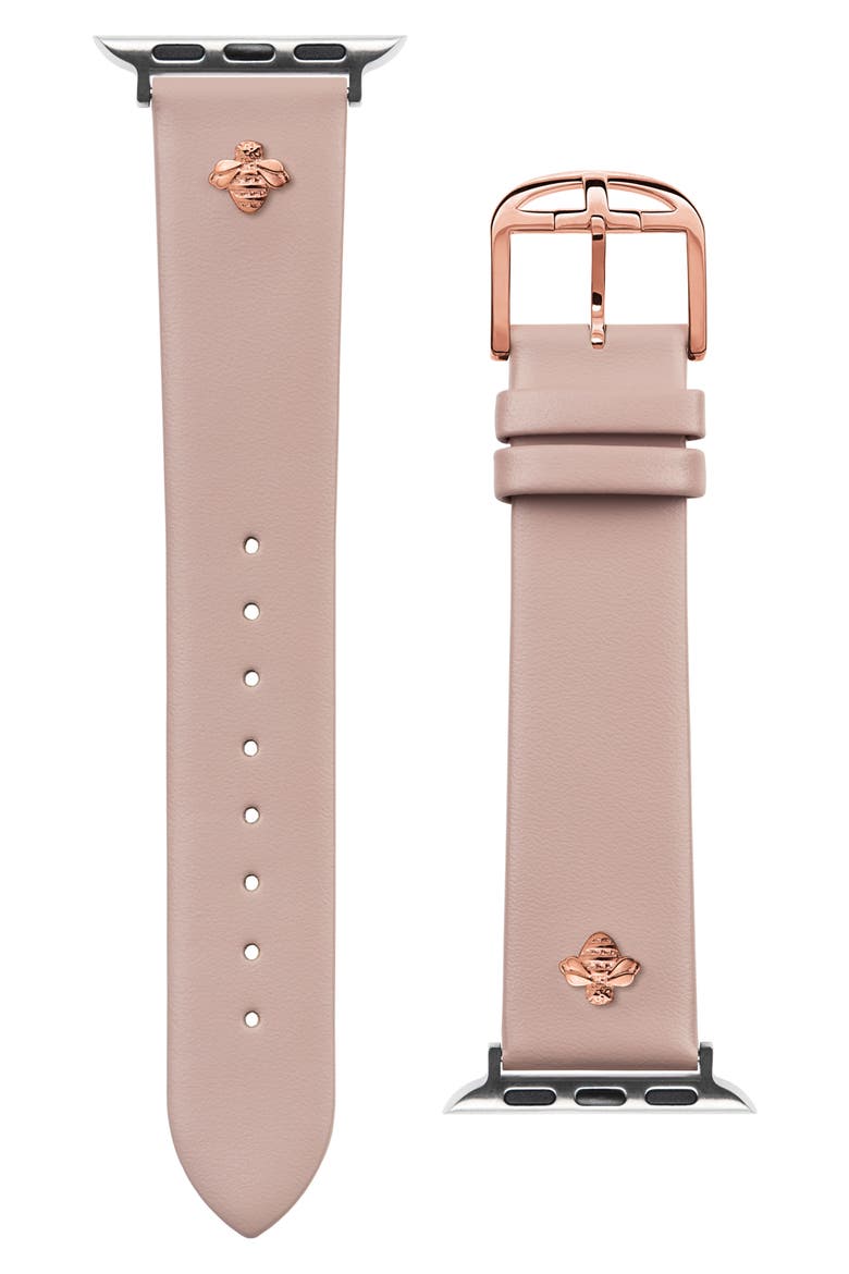 Bumblebee Leather Apple Watch® Watchband, Main, color, PINK