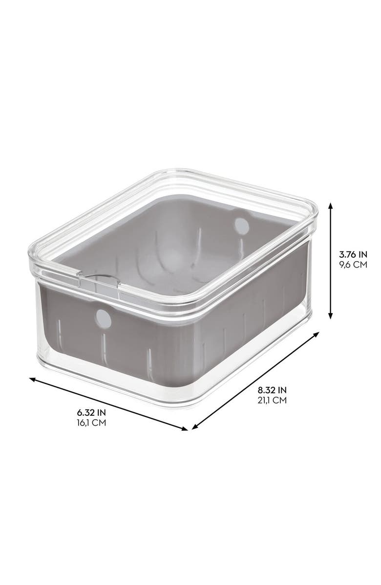 iDesign Small Fridge Berry Bin with Removable Colander Basket and Lid - Set of 6 - Clear/Gray, Alternate, color, Clear/Gray