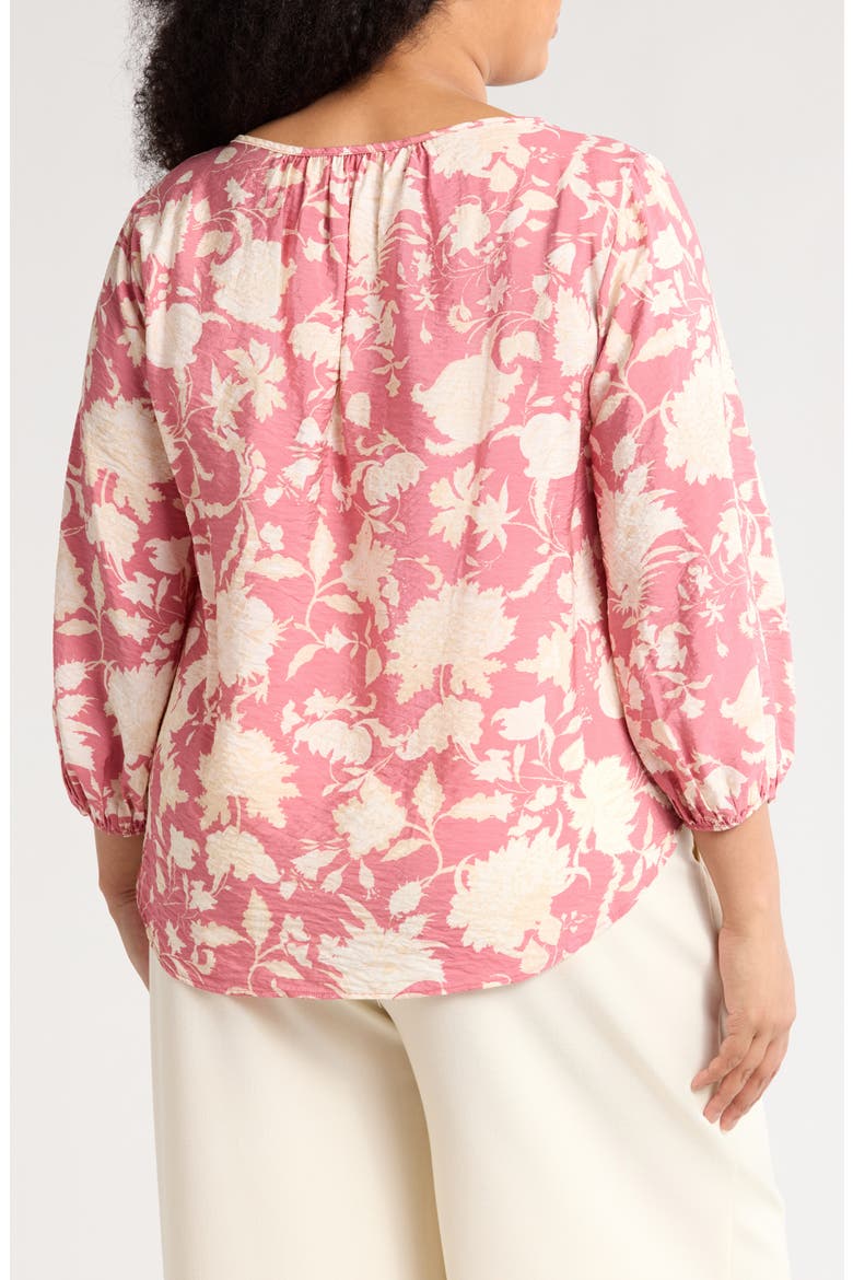 Floral Keyhole Long Sleeve Top, Alternate, color, PINK