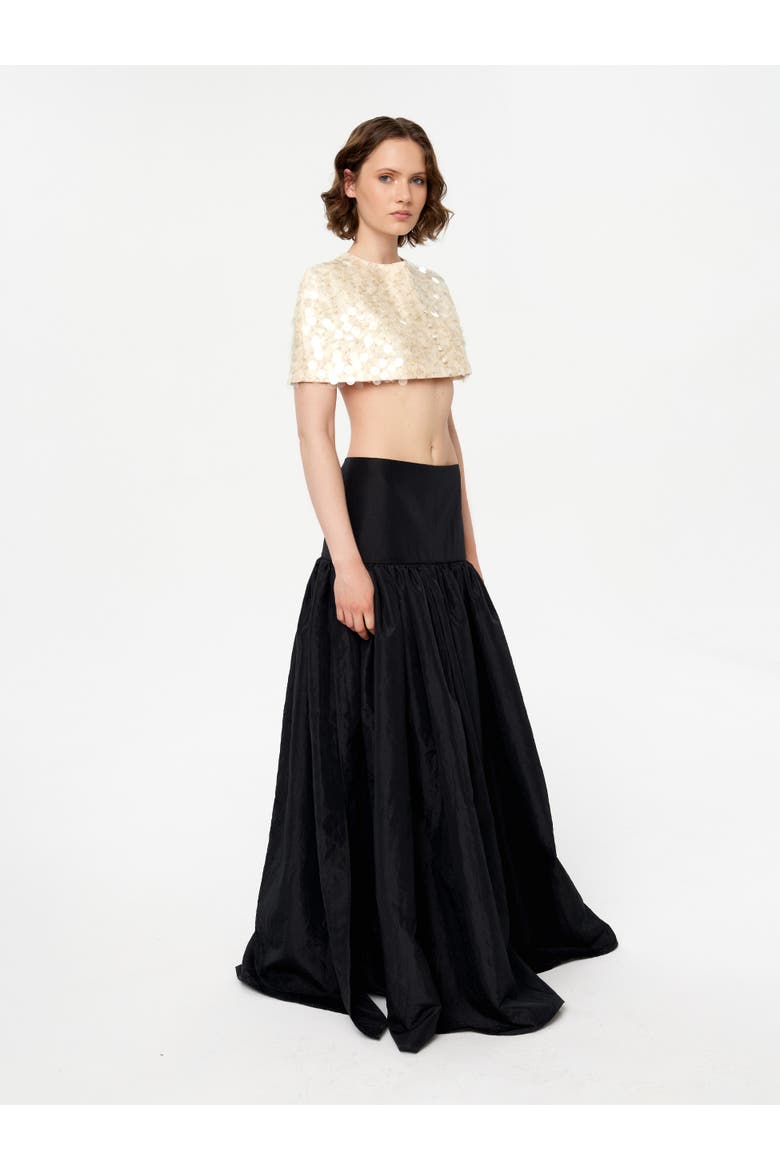 Maxi Evening Taffeta Skirt, Alternate, color, Black