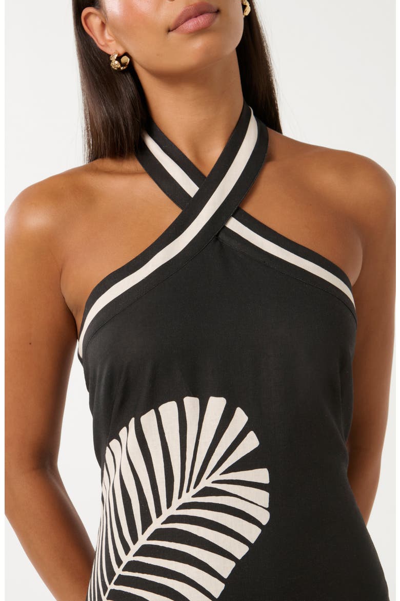 Adore Halter Linen Blend Minidress, Alternate, color, PAROS PALM