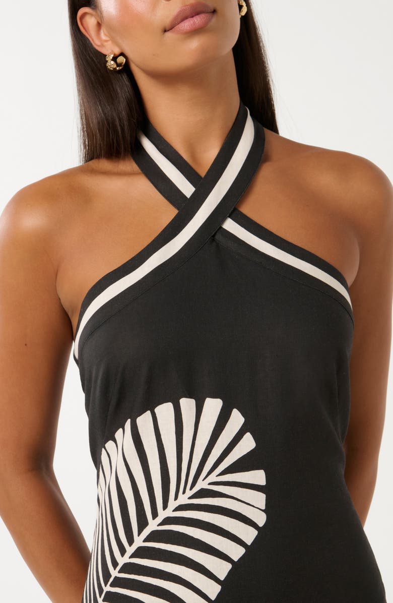 Ever New Adore Halter Linen Blend Minidress, Alternate, color, Paros Palm