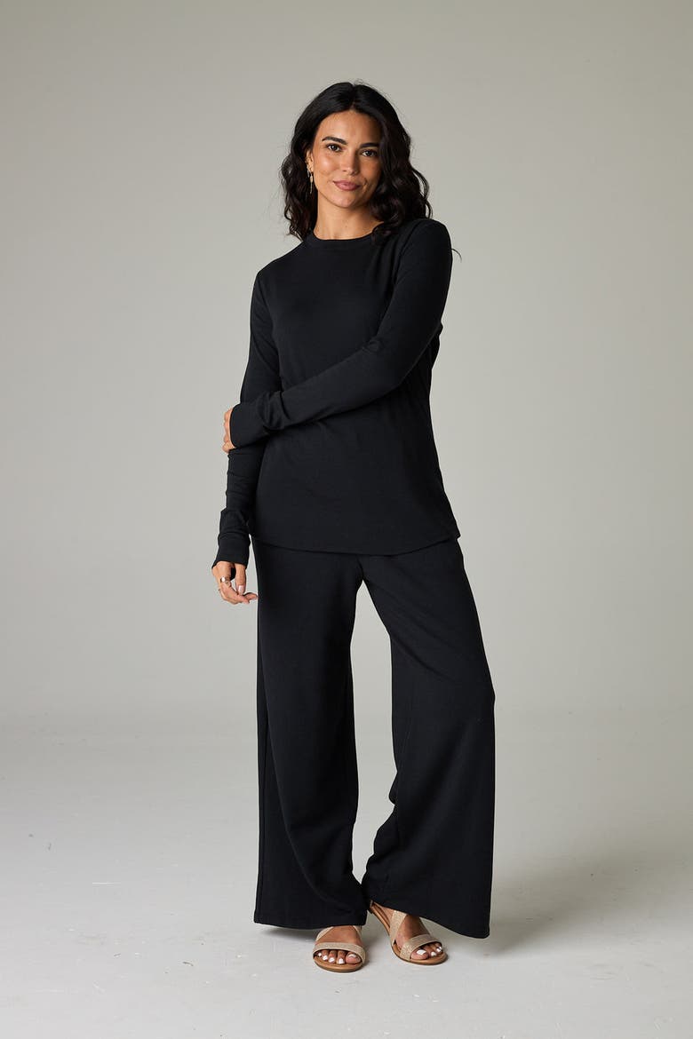 Baikal Eco-Luxe Fleece Wide-Leg Long Pant - Cloud-Soft Comfort, Alternate, color, Coal Black