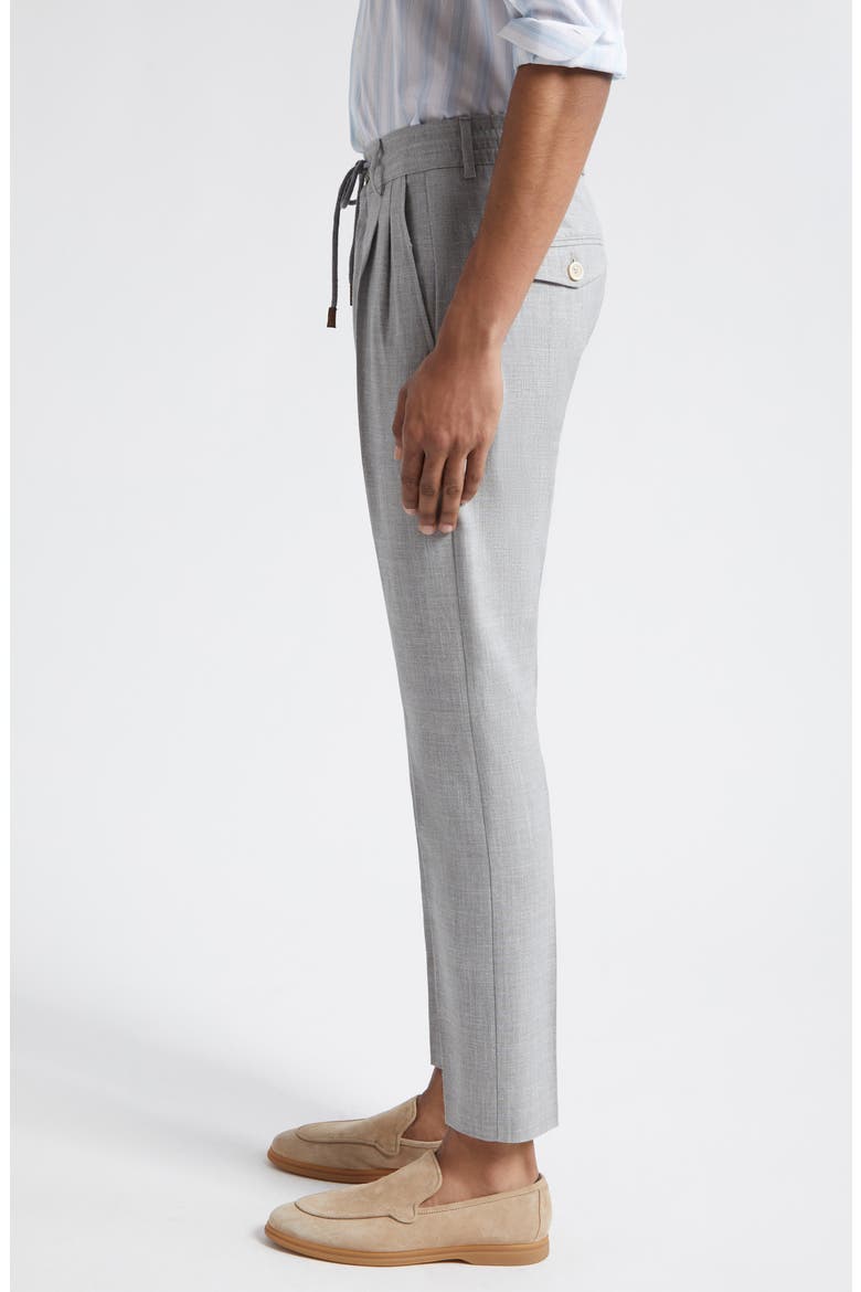 Drawstring Waist Wool, Silk & Linen Pants, Alternate, color, LIGHT GRAY MELANGE