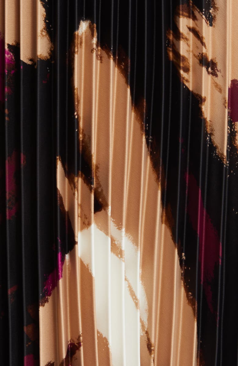 Anne Klein Abstract Print Pleated Satin Midi Skirt, Alternate, color, 