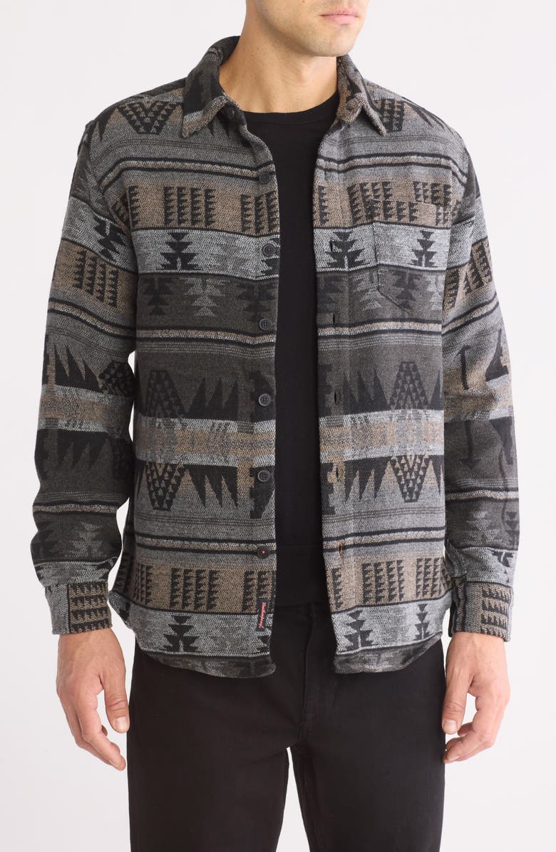 Weatherproof<sup>®</sup> Geometric Print Shirt Jacket, Main, color, Aged Charcoal