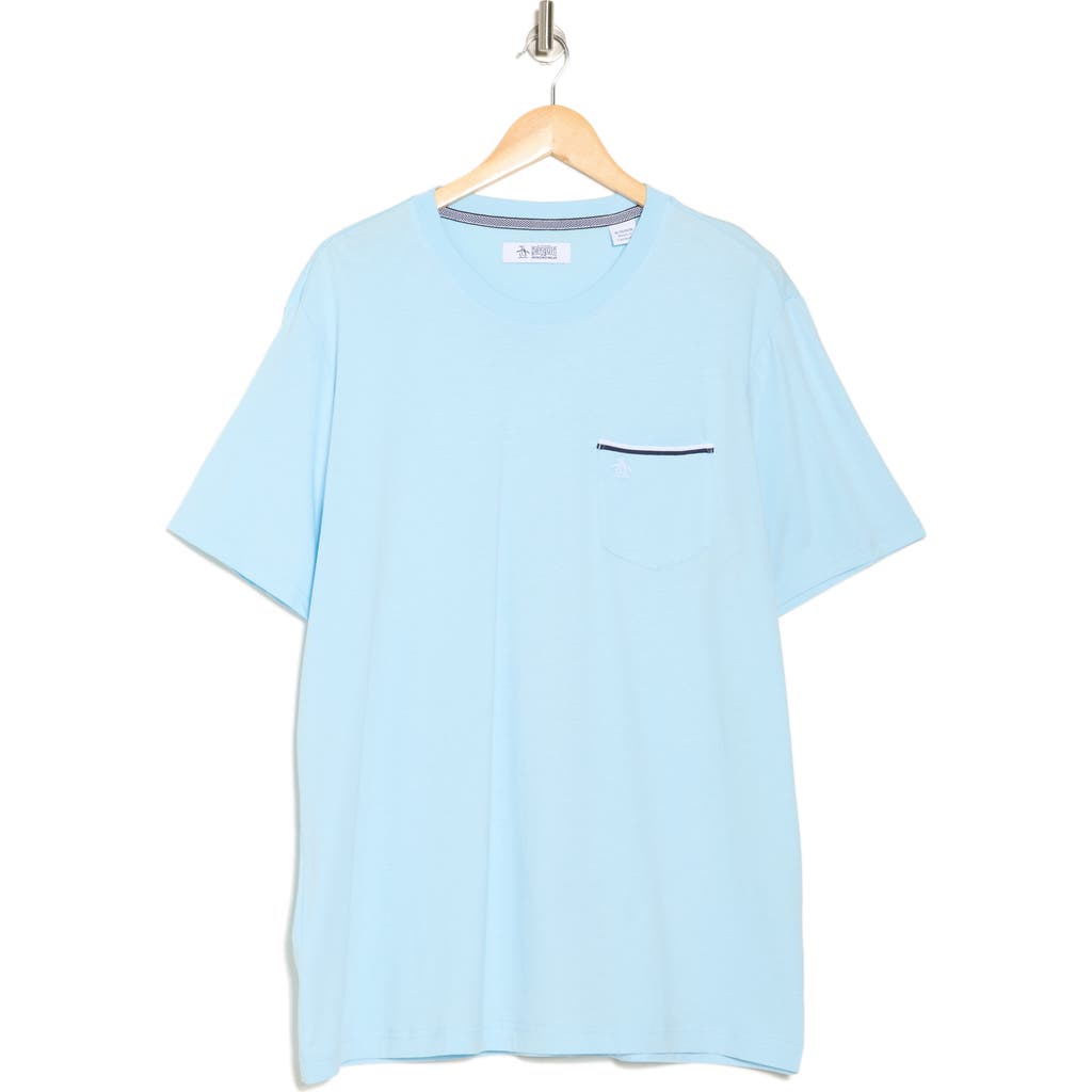 Original Penguin Earl Tipped Pocket T-shirt In Crystal Blue