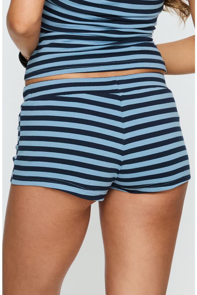 Ariselle Stripe Stretch Cotton Micro Shorts, Alternate, color, BLUE