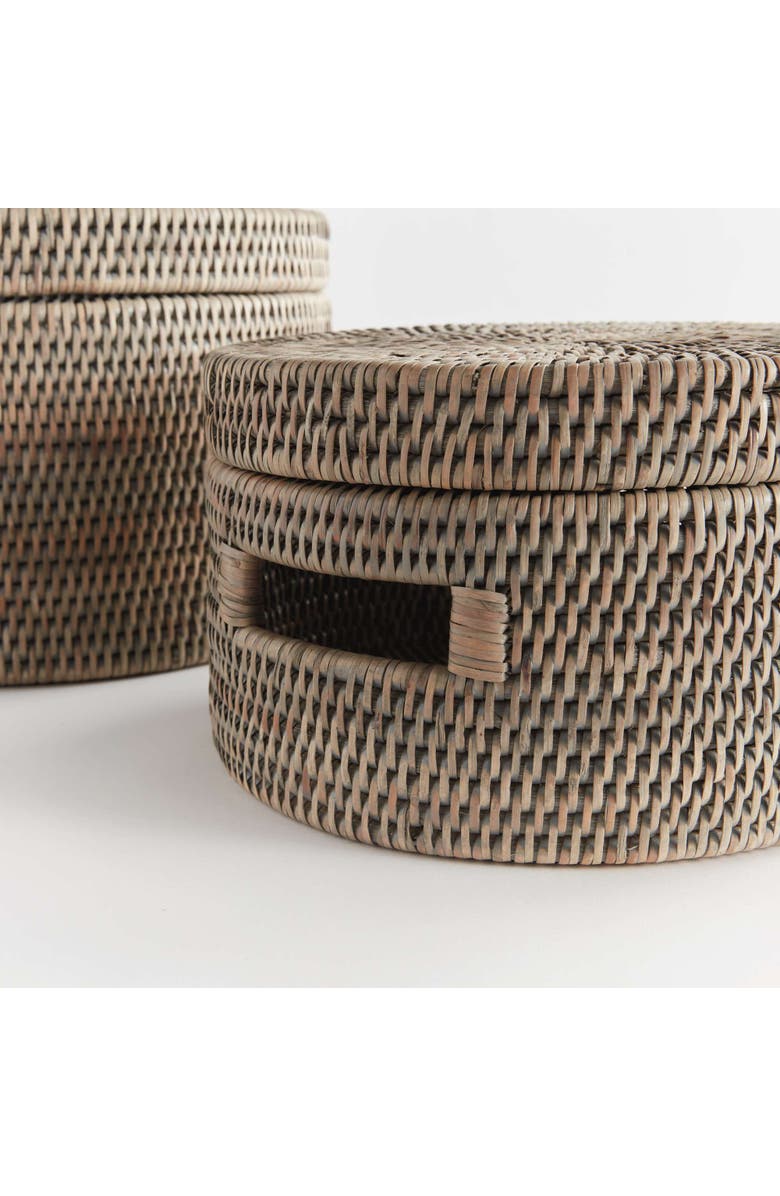 Napa Home & Garden Burma Rattan Round Lidded Boxes Set Of 2, Alternate, color, Grey