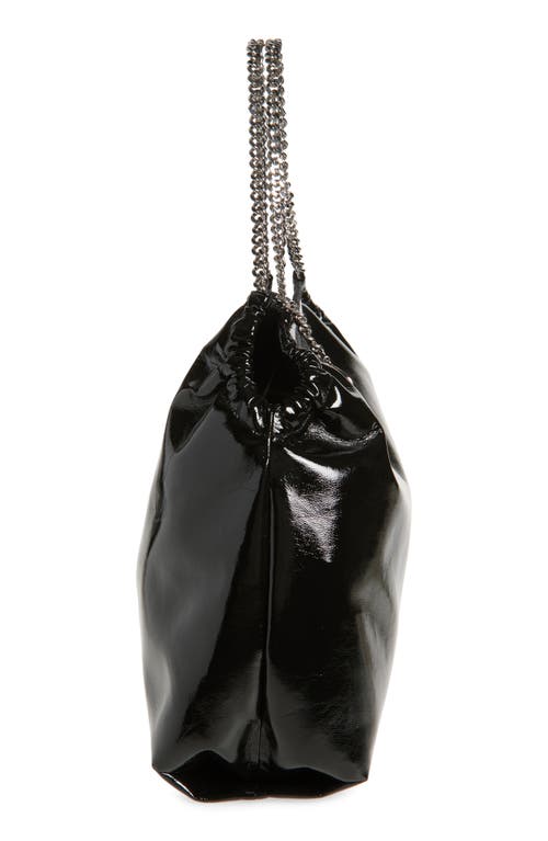 Stella Mccartney Falabella Crinkle Patent Drawstring Tote In Black