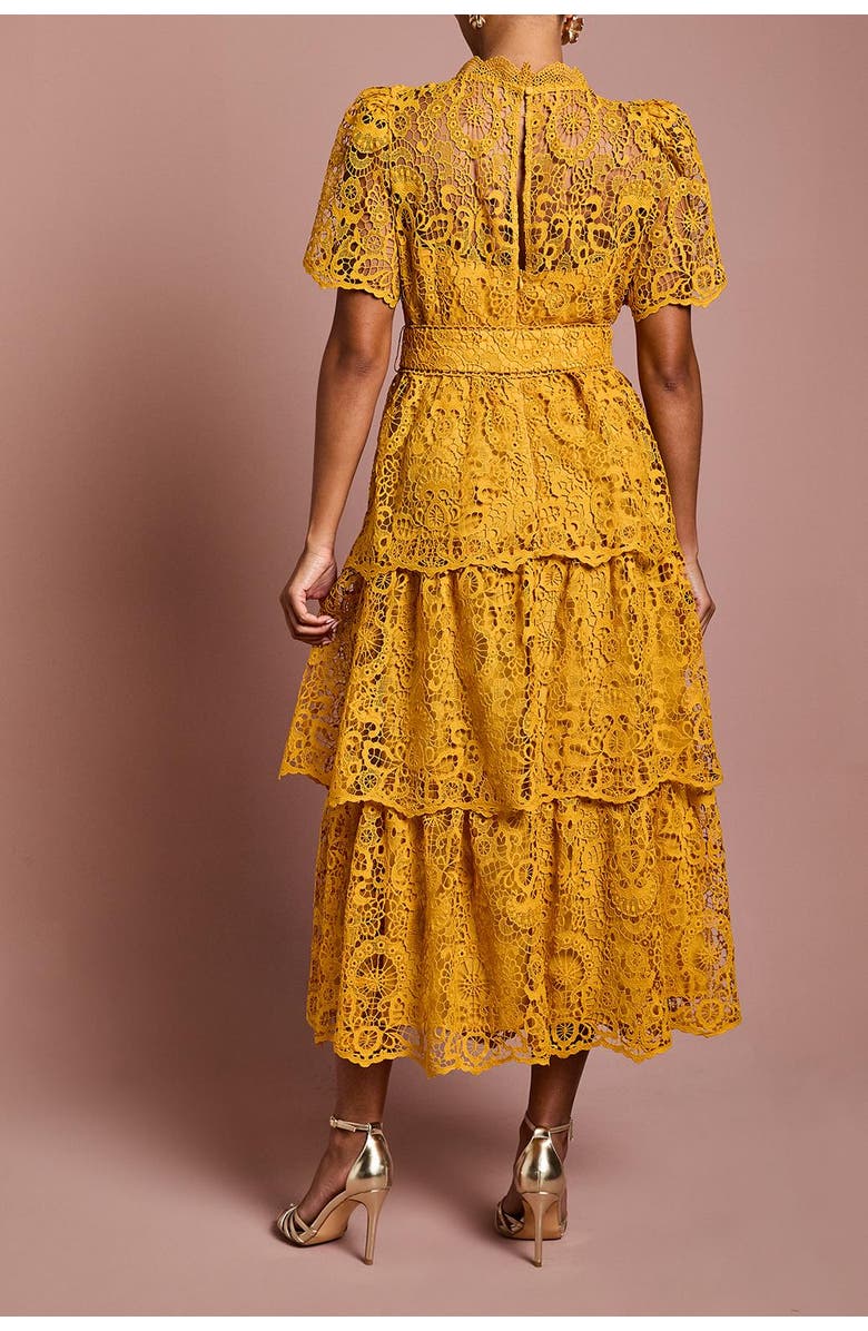 Coast Tiered Lace Midi Dress, Alternate, color, Gold