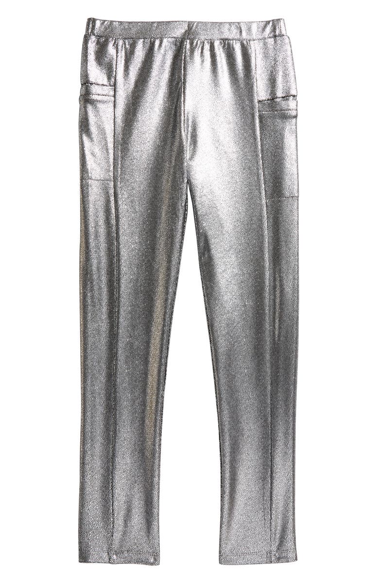 Peek Aren't You Curious Kaitlyn Silver Foil Leggings, Main, color, 