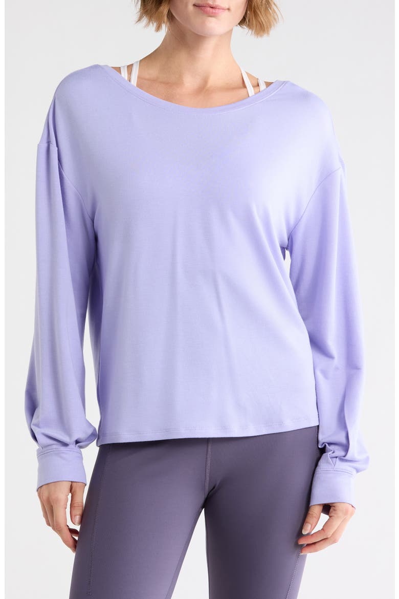 Restoration Twist Back Long Sleeve Top, Main, color, PURPLE TULIP