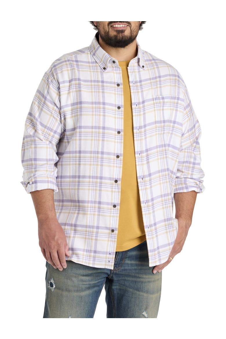 Big & Tall Plaid Flannel Sport Shirt V2, Main, color, WHITE PURPLE