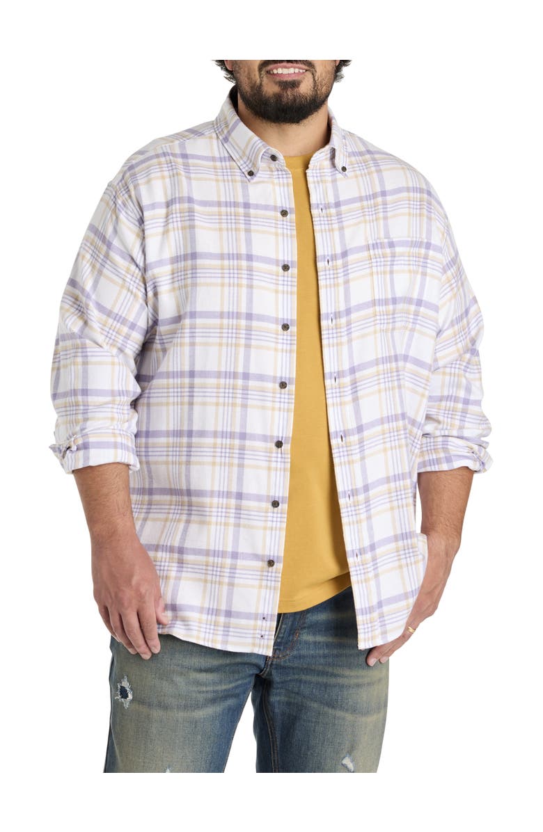 Harbor Bay by DXL Big & Tall Plaid Flannel Sport Shirt V2, Main, color, White Purple