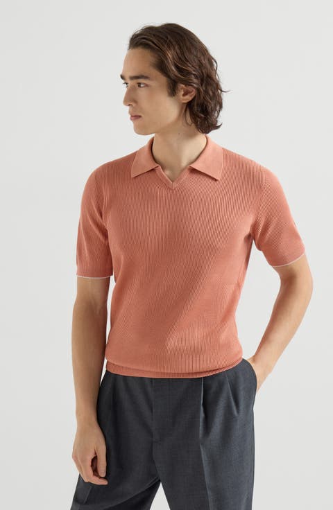 Cotton English rib knit polo