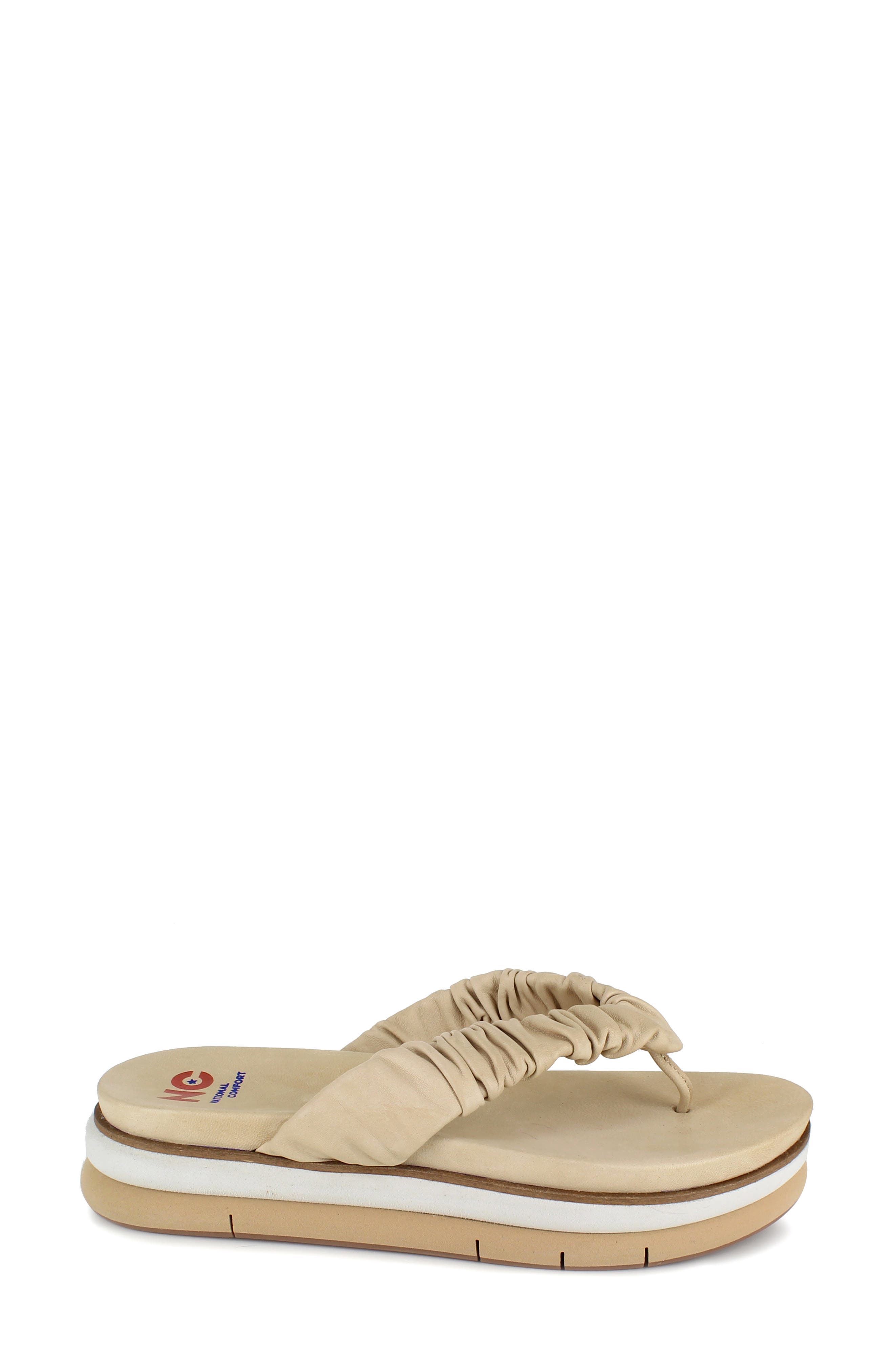 Kahlen Scrunched Platform Flip Flop, Alternate, color, TAN LEATHER