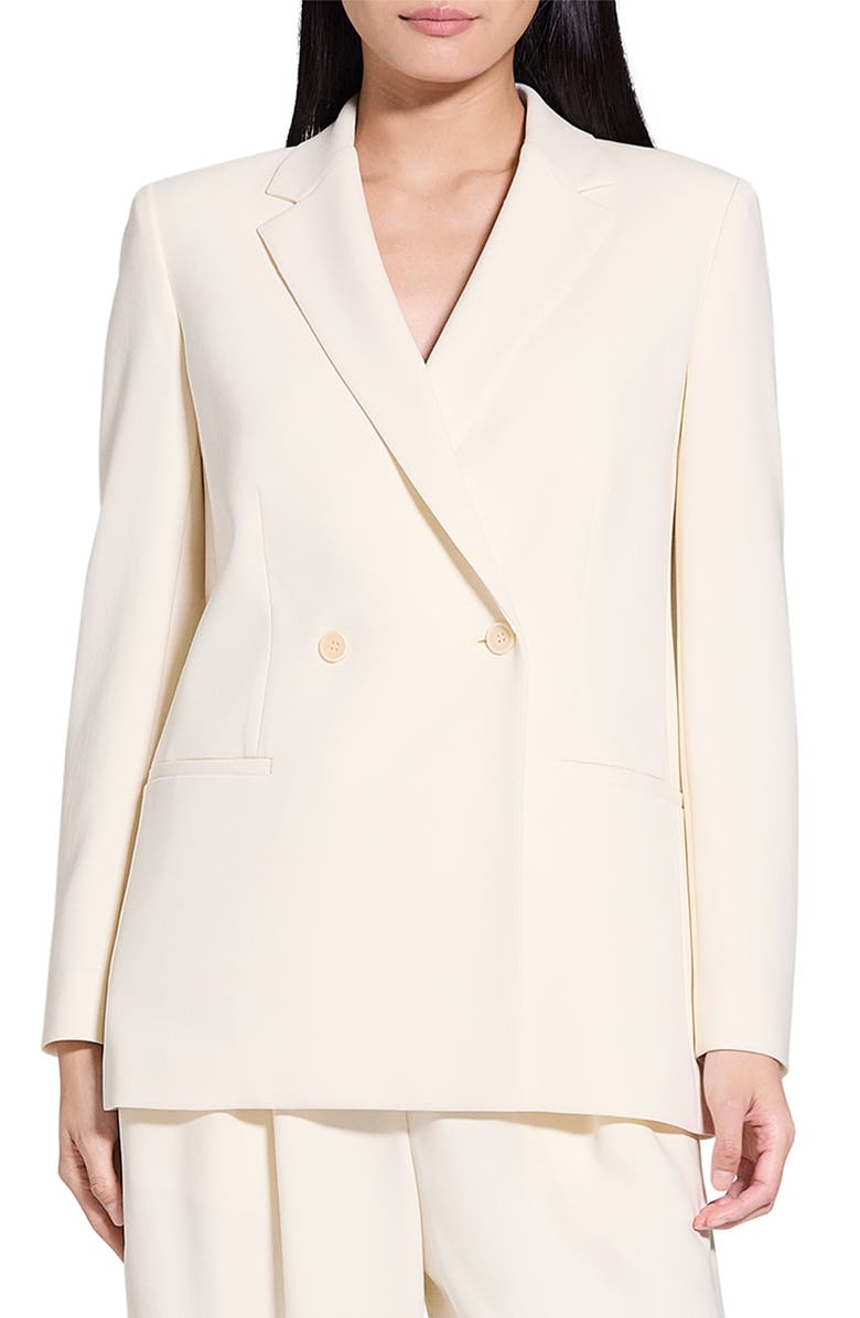 Theory Relaxed Double Breasted Blazer, Main, color, Rice