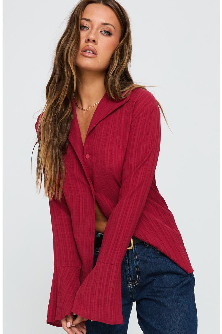 Beatris Bell Sleeve Shirt, Alternate, color, RED