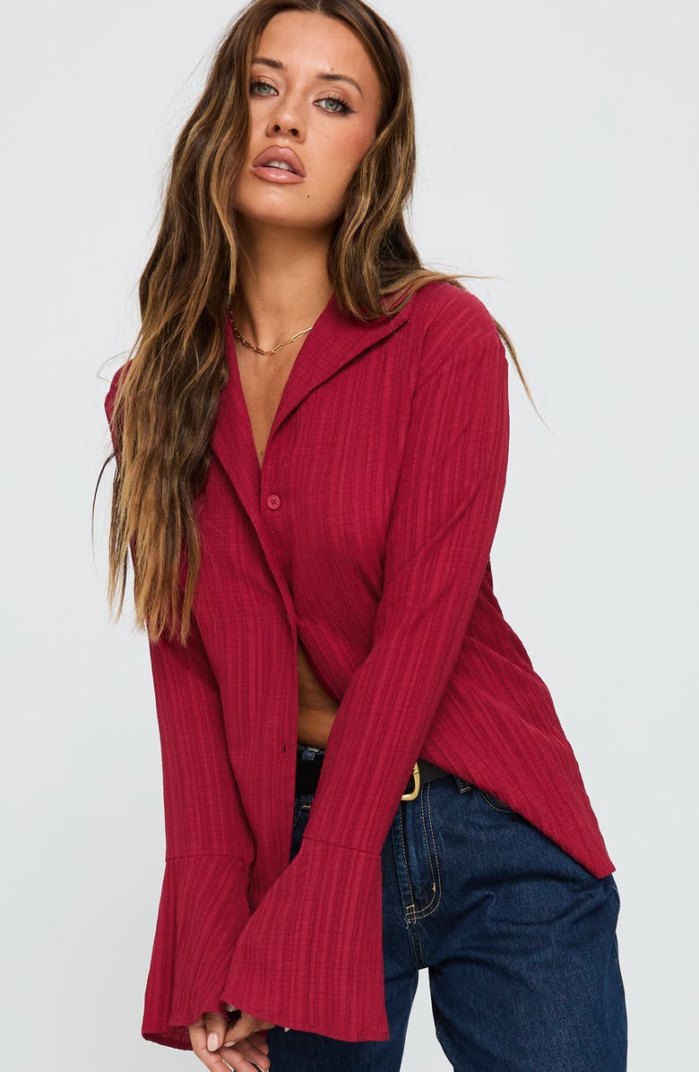 Princess Polly Beatris Bell Sleeve Shirt, Alternate, color, Red