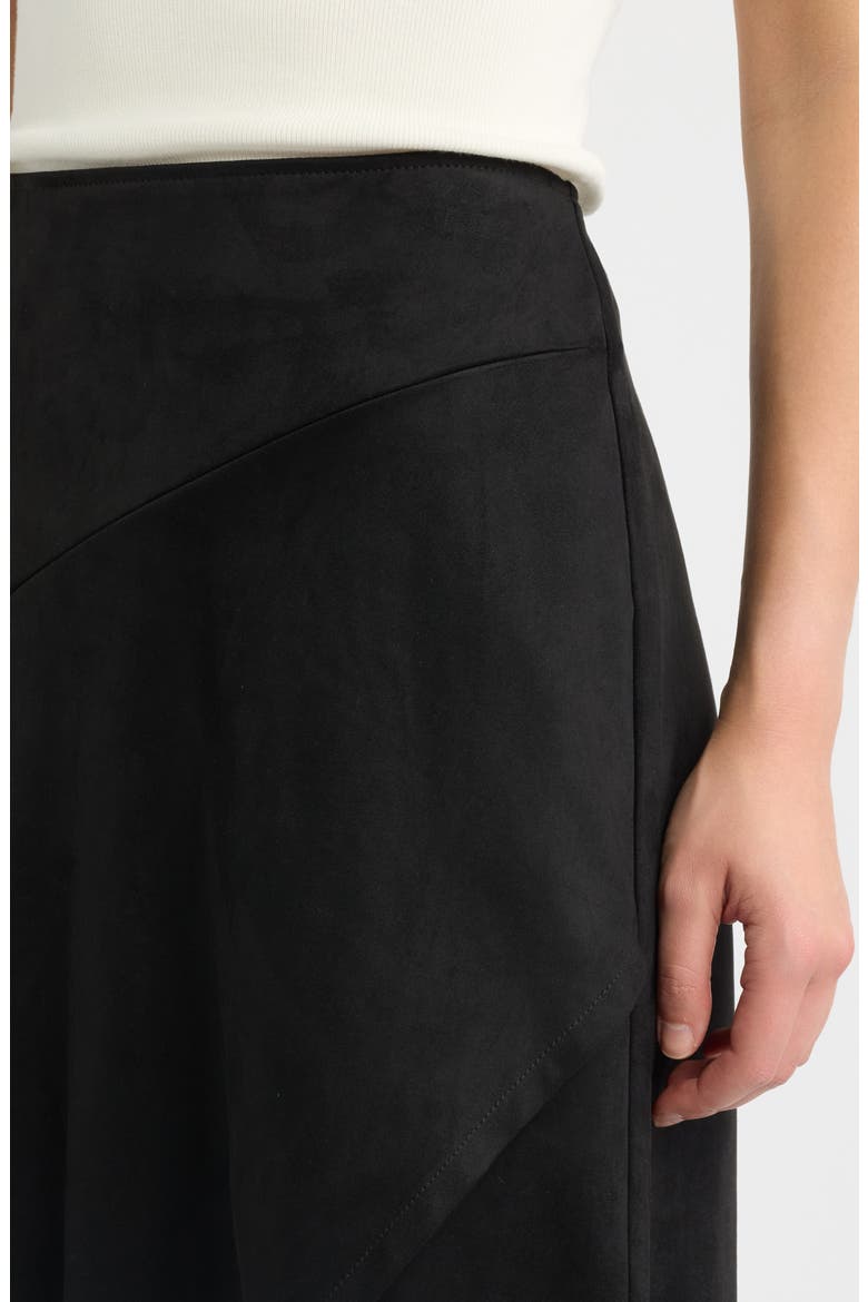 Faux Suede Asymmetric Midi Dress, Alternate, color, BLACK