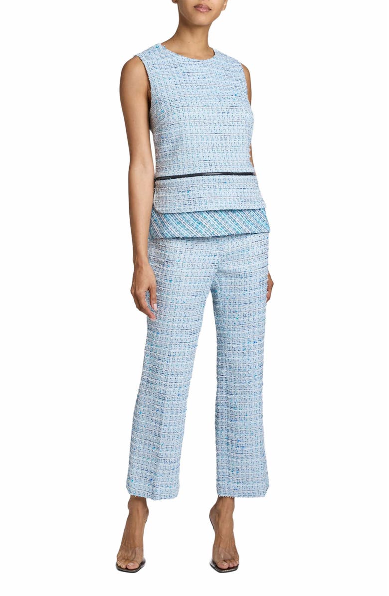 Santorelli CATERINA Sleeveless Top with Zipper Detail in Modern Tweed, Alternate, color, Aquamarine