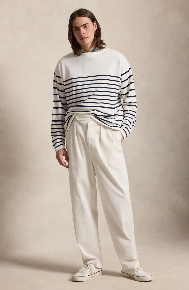 Polo Ralph Lauren Relaxed Fit Striped Jersey Pullover, Alternate, color, Newport Navy/White