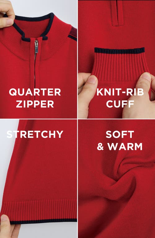 X-ray Xray Kids' Raw X Shoulder Detail Quarter Zip Sweater In Red