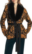 Boden Faux Fur Collar Belted Cardigan